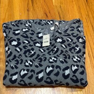 LOFT Charcoal Animal Print Sweater